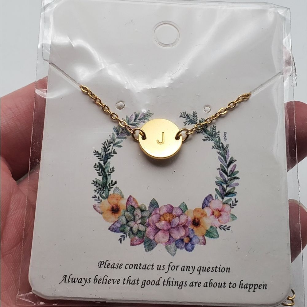 Gold plated initial J customized necklace nwt